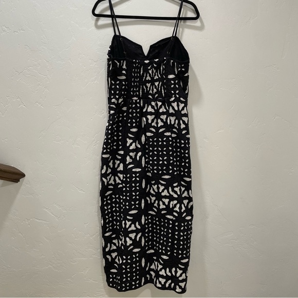 Saltwater Luxe Dottie Middi Dress High Slit Black White Sweetheart Women's Large - Picture 12 of 16